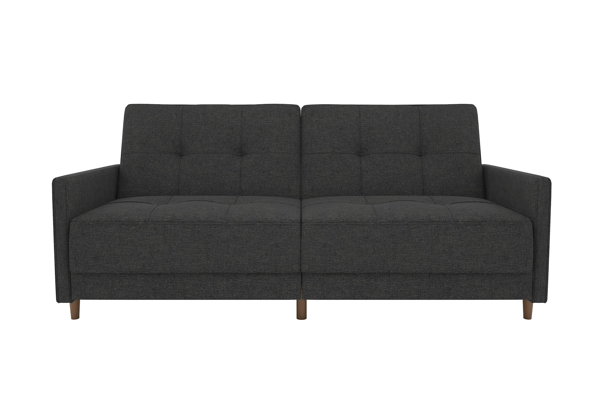 Andora Gray Linen Tufted Twin Sleeper Sofa with Wood Legs
