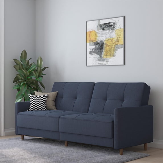 DHP Andora Coil Futon, Navy Blue Linen
