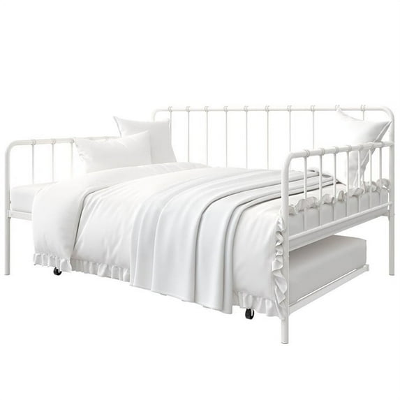 DHP Aubrey Full Metal Daybed with Trundle in White