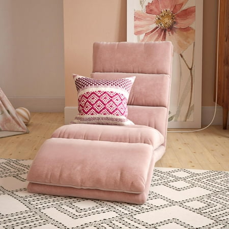 DHP Beverly Wave Adjustable Memory Foam Lounge Chair, Pink Microfiber