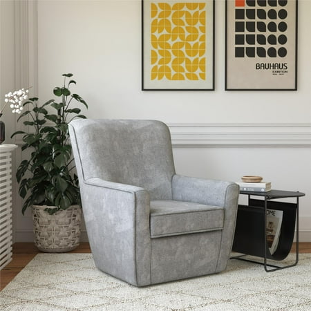 DHP Binx Swivel Accent Chair, Gray Textured Fabric