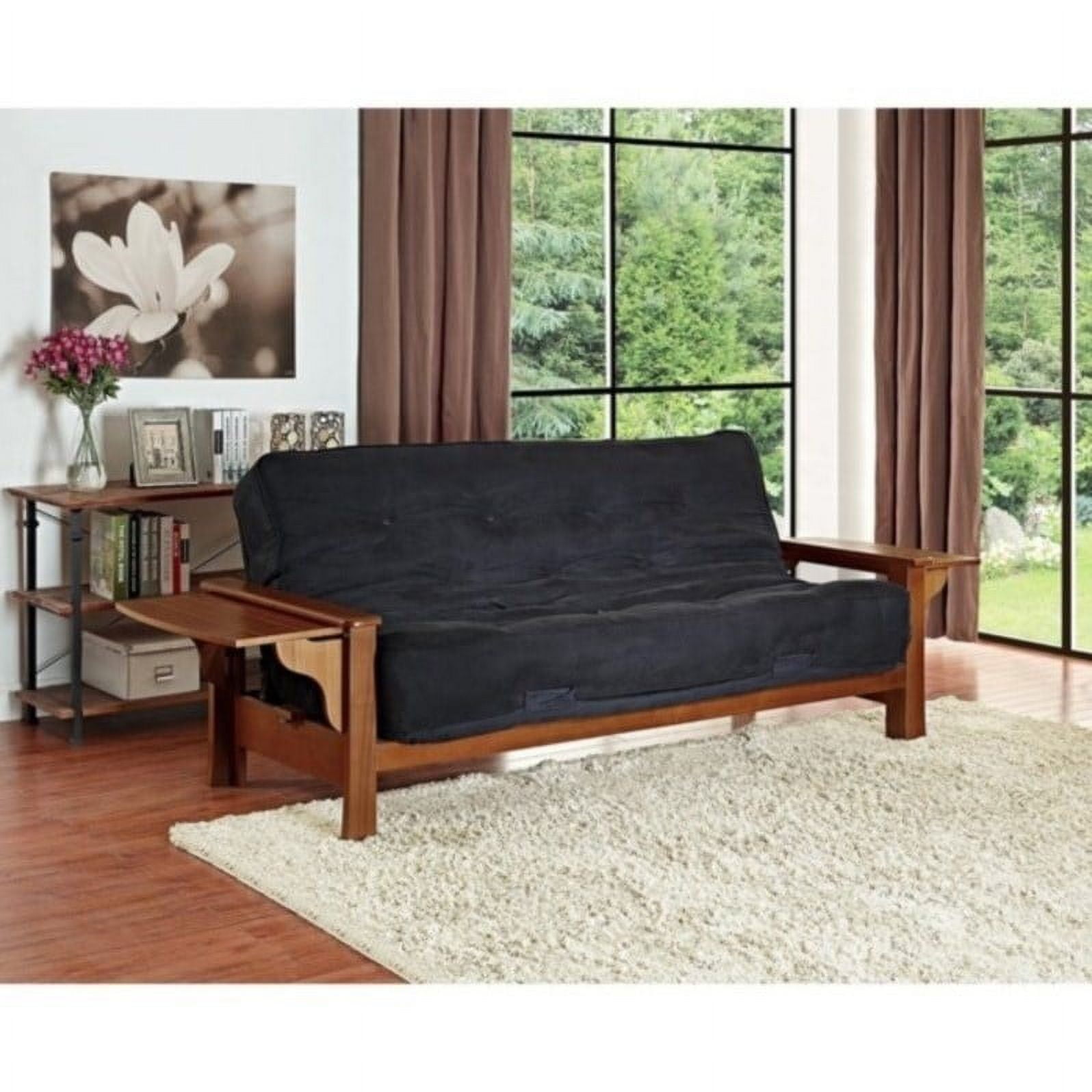 DHP Brooklyn Fabric Convertible Futon Sofa in Brown