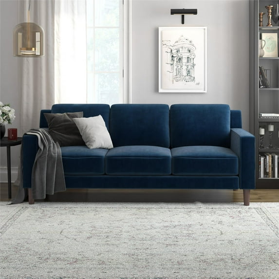 DHP Bryanna 3 Seater Sofa , Blue Velvet