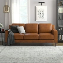 DHP Bryanna 3 Seater Sofa , Camel Faux Leather