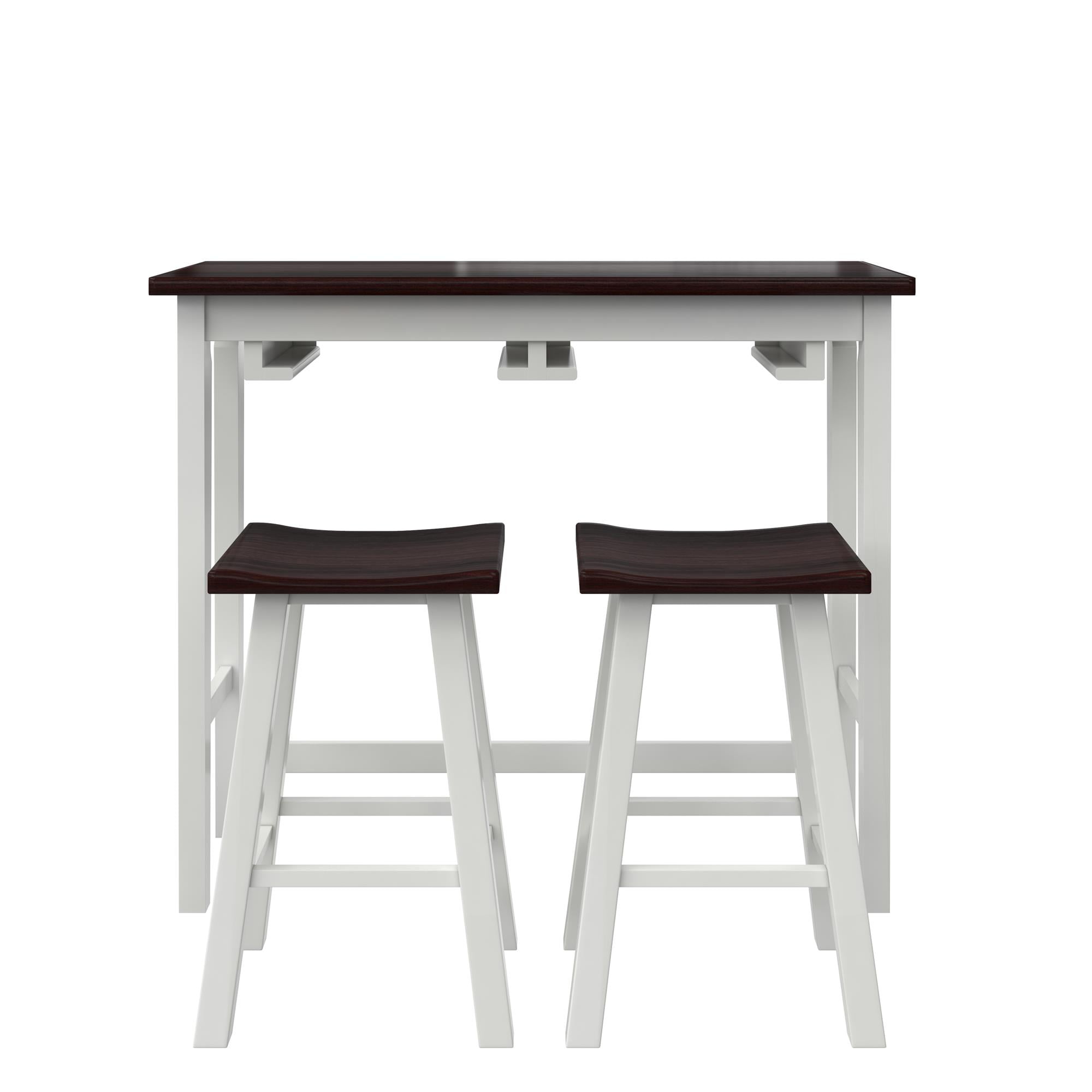 White Acacia Wood 3-Piece Counter Height Pub Dining Set