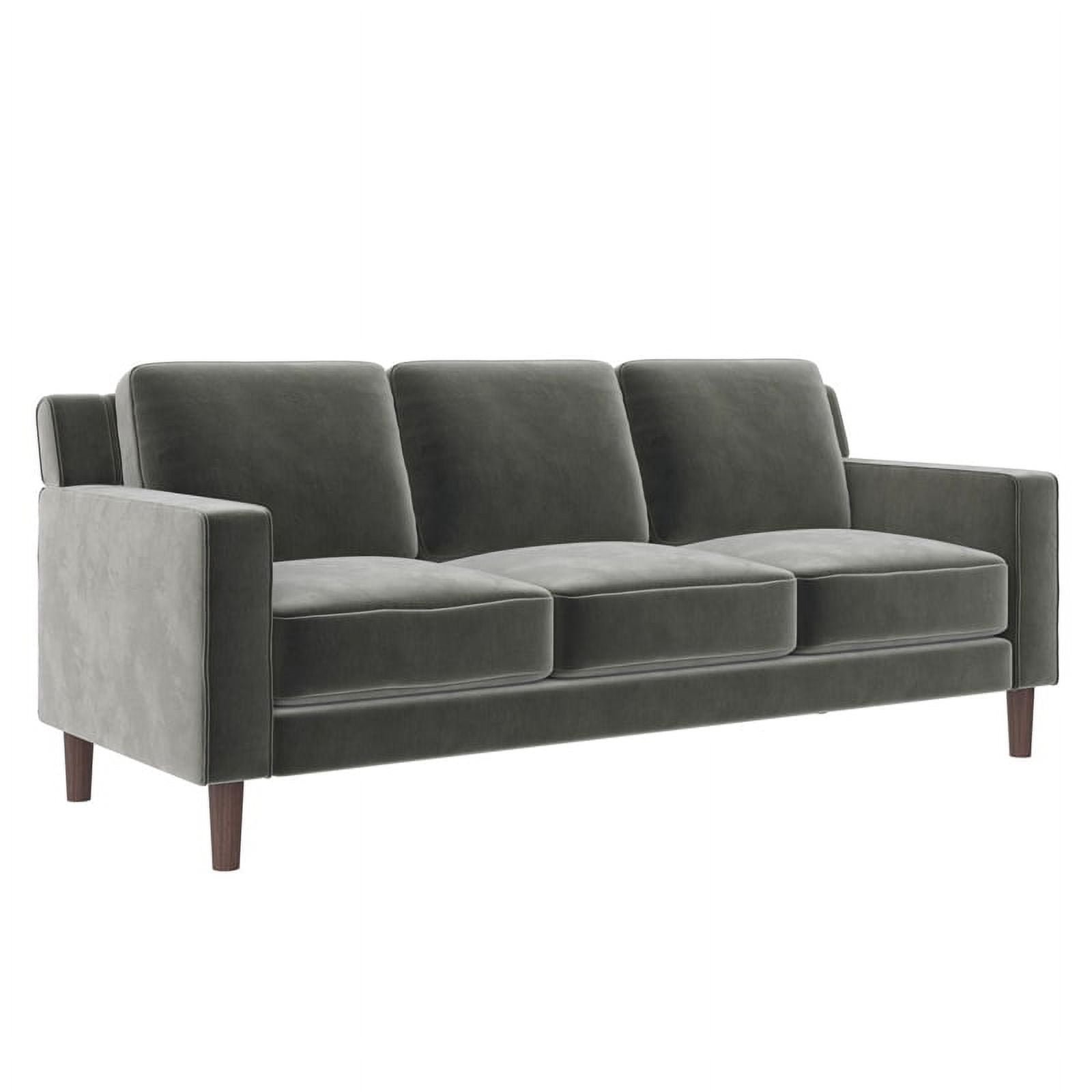 DHP Brynn 3 Seater Living Room Upholstered Sofa in Gray Velvet