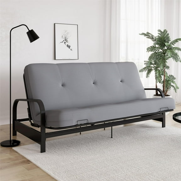 DHP Caden 6 Inch Thermobonded High Density Polyester Fill Futon Mattress, Full, Herringbone Print