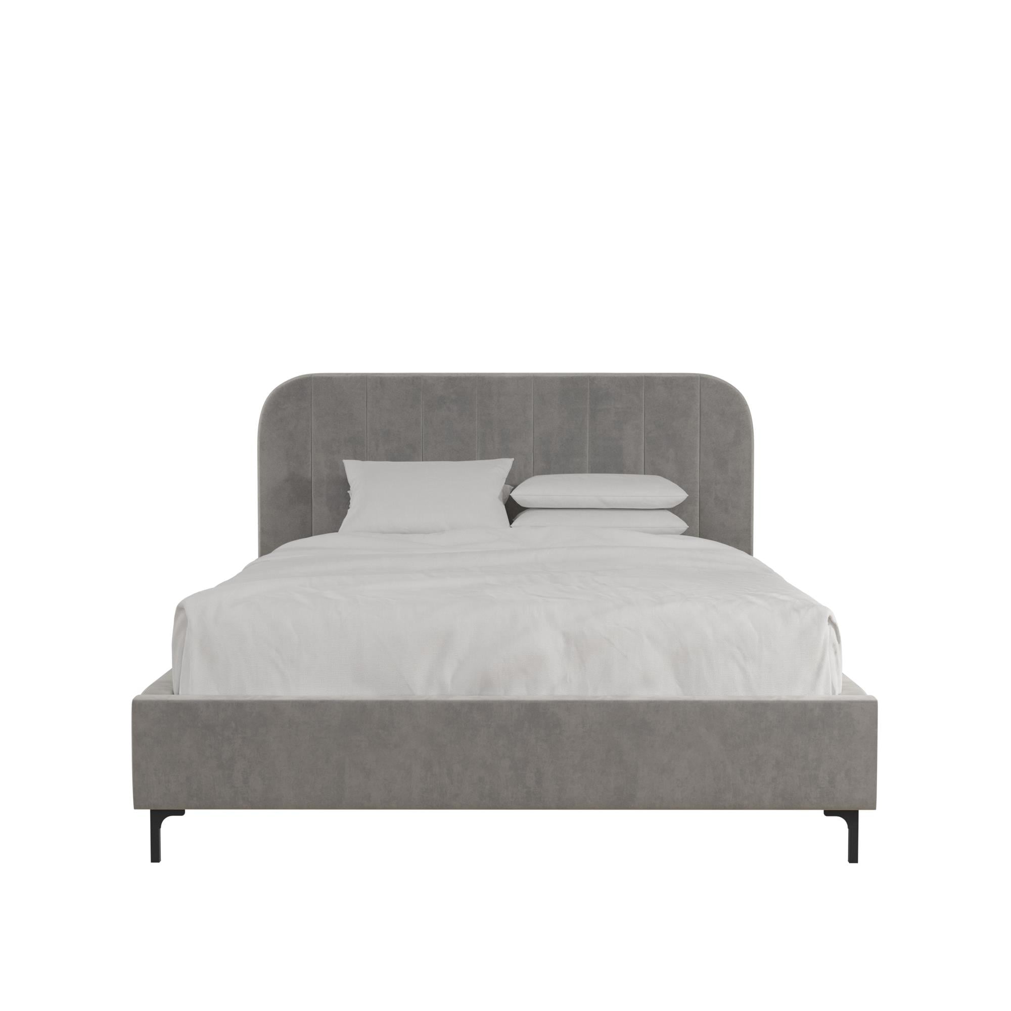 DHP Callie Upholstered Platform Bed, Queen, Light Gray Velvet