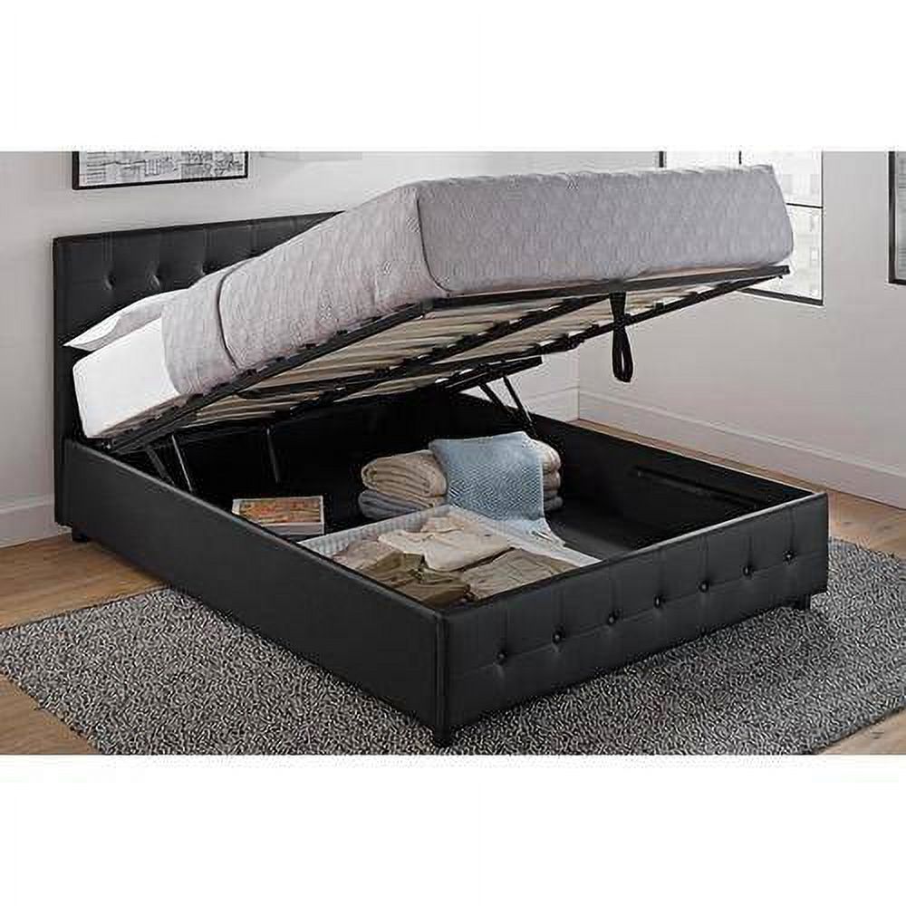 DHP Cambridge Upholstered Bed with Storage, Black Faux Leather, Queen - image 1 of 4