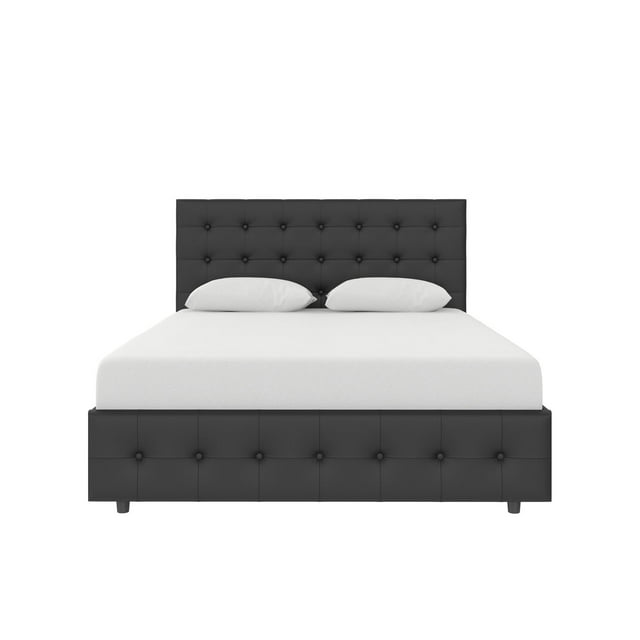 DHP Cambridge Upholstered Bed with Storage, Black, Queen