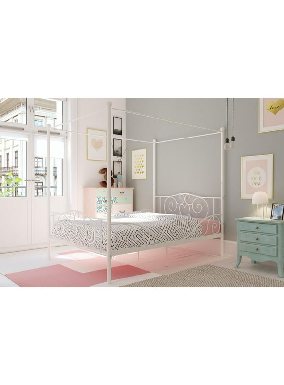 DHP Canopy Metal Bed, Full, Off White