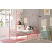 DHP Canopy Metal Bed, Twin, Pink
