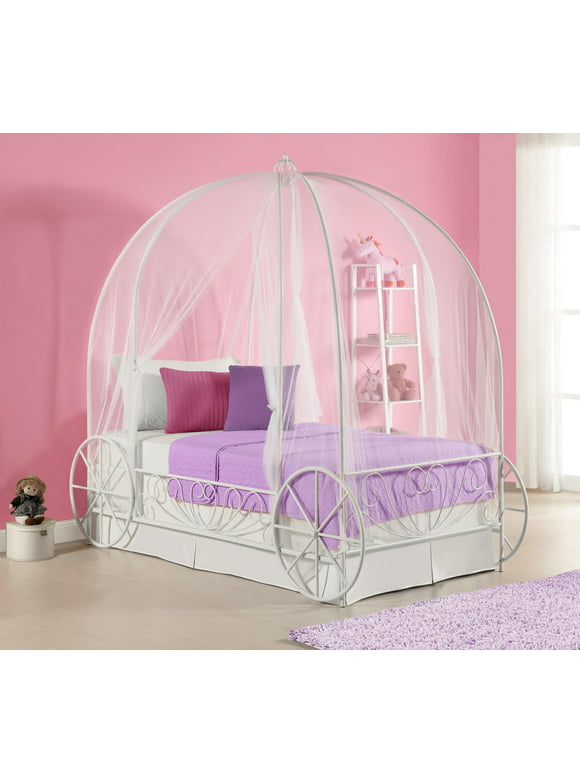 DHP Carriage White Metal Bed, Twin