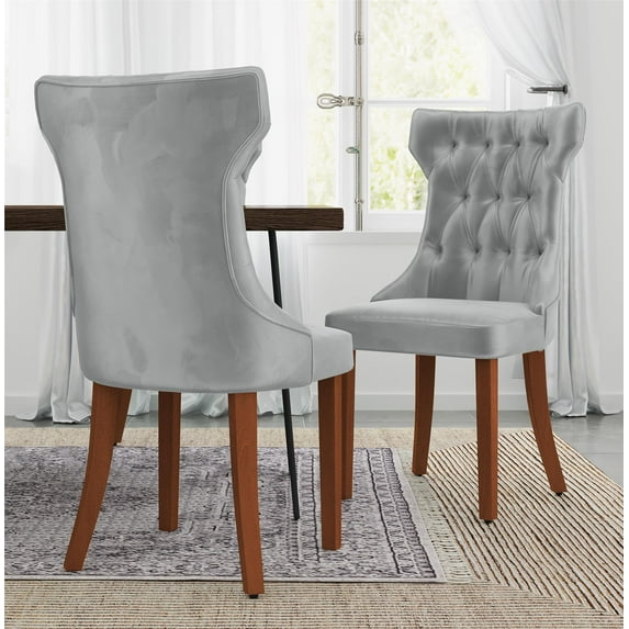 DHP Clairborne Tufted Hourglass Dining Chair, Set of 2, Gray