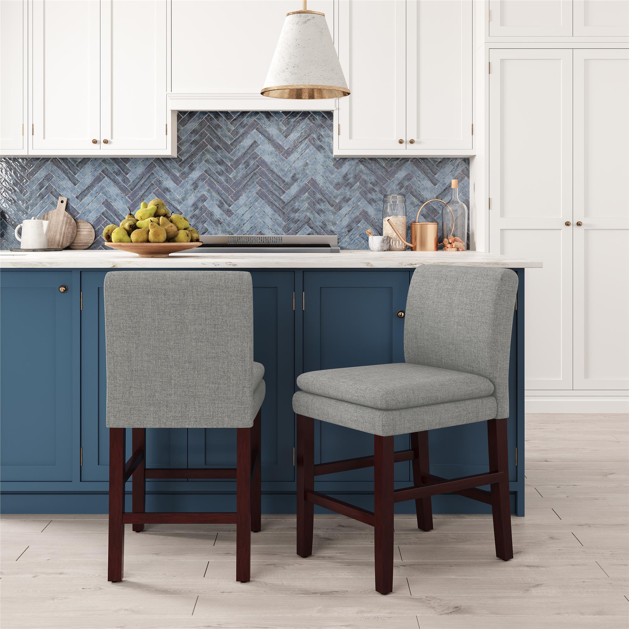 Nathan James Linus Modern Upholstered Counter Height Bar Stool with ...