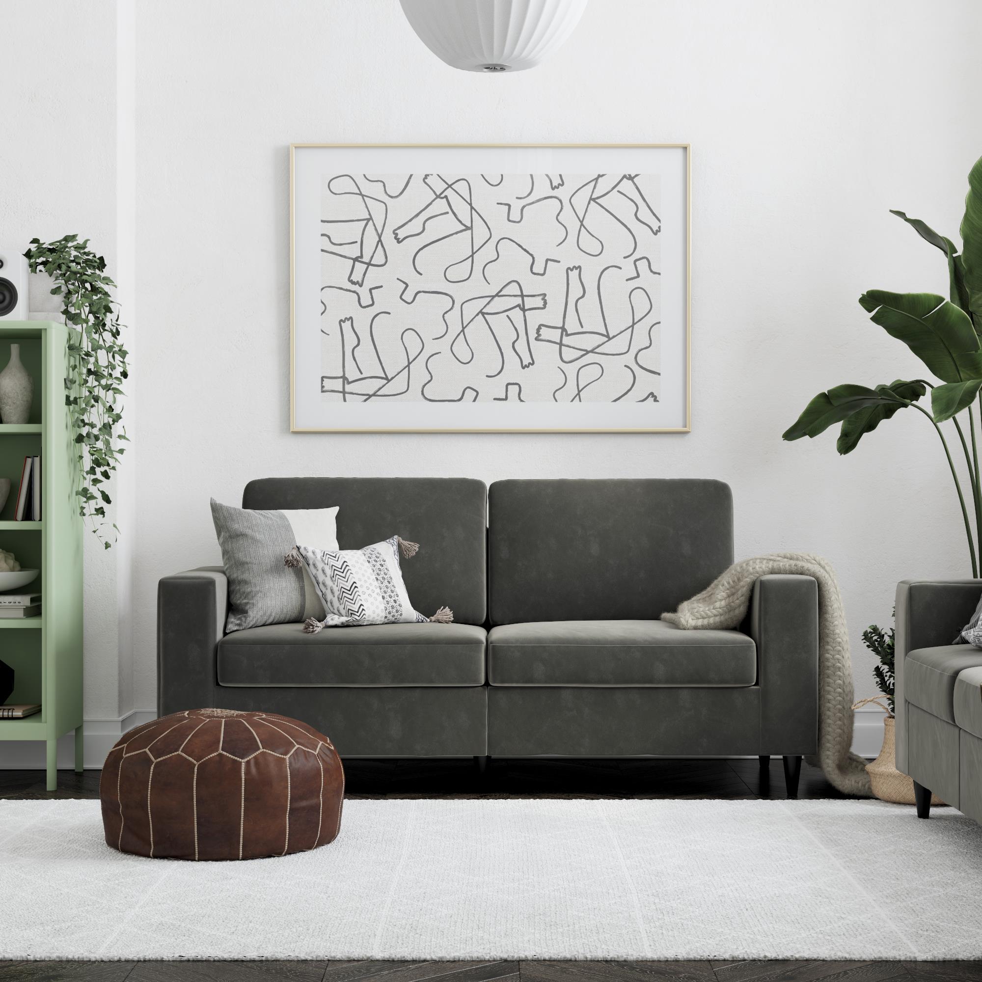 DHP Cooper 3 Seater Sofa, Living Room Furniture, Gray Velvet - image 1 of 15