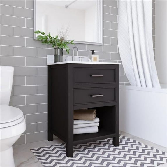 DHP DE27231 24 in. Nevada Bathroom Vanity, Black with Dark Pewter Handles