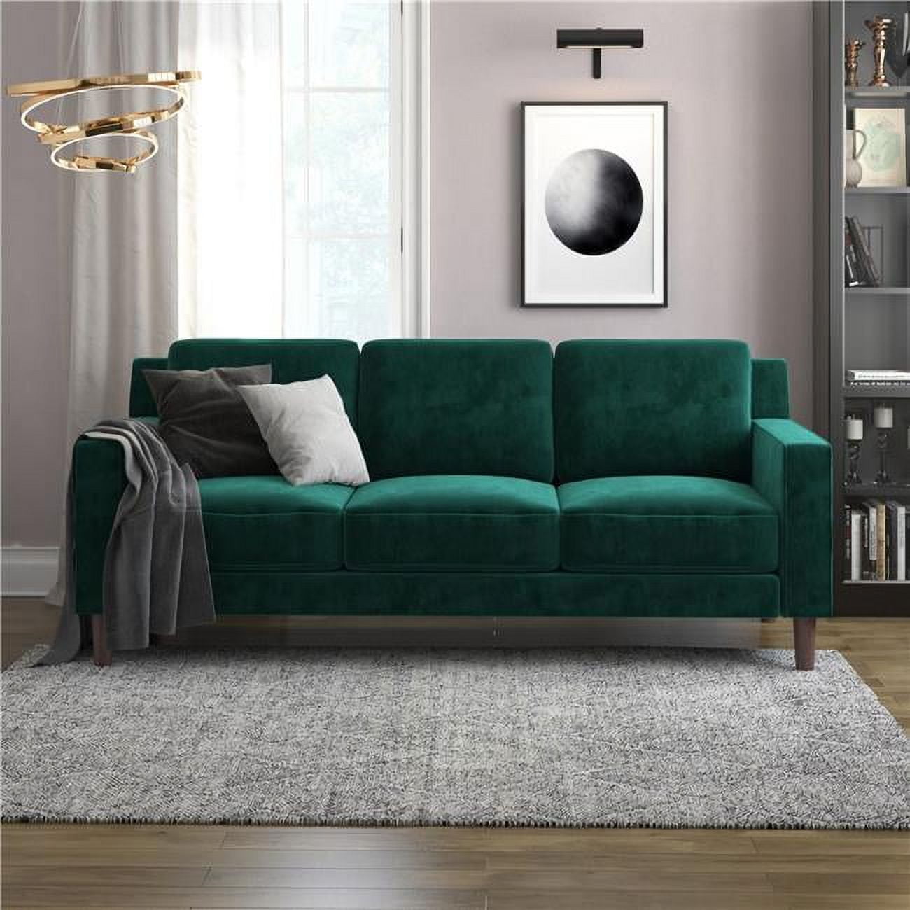 DHP DE97082 33 x 31.5 x 77 in. Bexley 3 Seater Sofa, Green Velvet