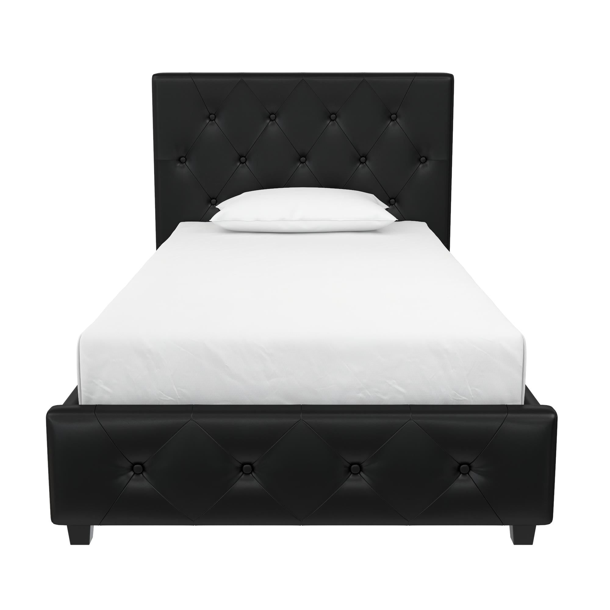 Dhp Dakota Tufted Upholstered Platform Bed Frame Twin Black Faux Leather