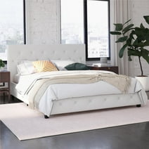 DHP Dakota Upholstered Platform Bed, Full, White