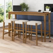 DHP Dallon Sofa Table with 3 Stools and USB Charger, Blonde