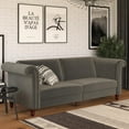 DHP Dante Upholstered Futon, Convertible Sofa Bed & Couch, Gray Velvet