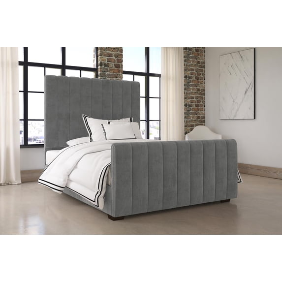 DHP Dante Upholstered Platform Bed, Gray Velvet, Full