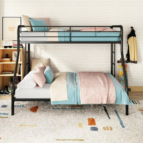 DHP Dusty Twin over Full Metal Bunk Bed with Secured Ladders, Black