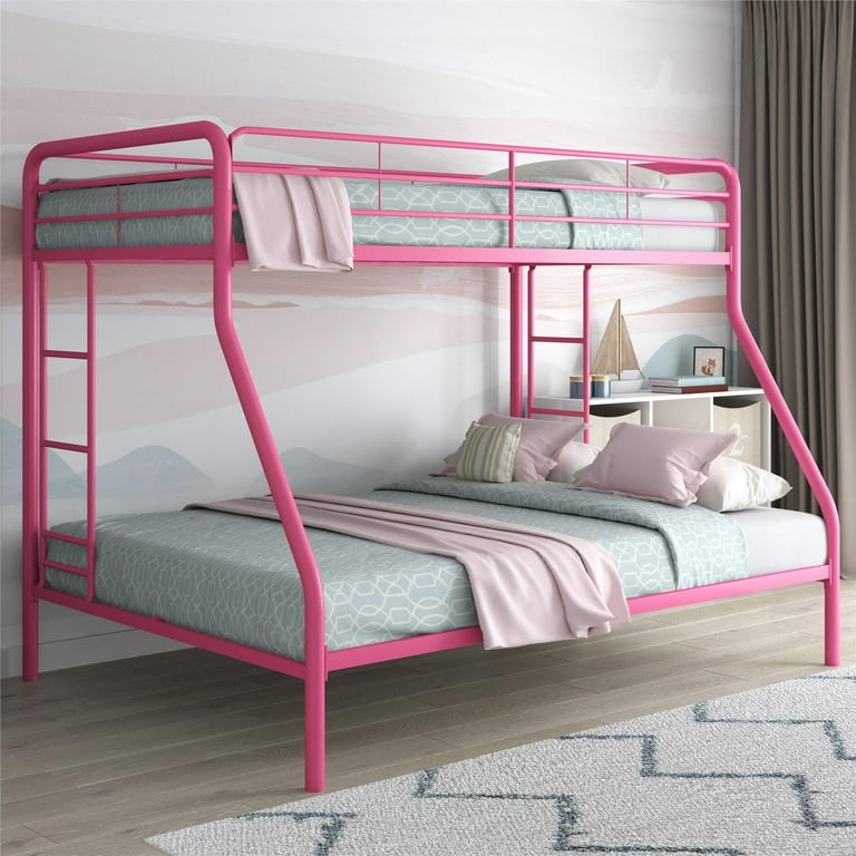 Pink twin over full on sale bunk bed