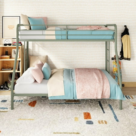 DHP Dusty Twin-over-Full Metal Bunk Bed with Secured Ladders, Sage Green