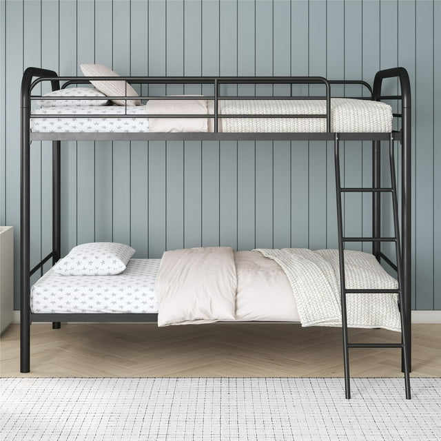 DHP Dusty Twin over Twin Metal Bunk Bed with Secured Ladder, Black