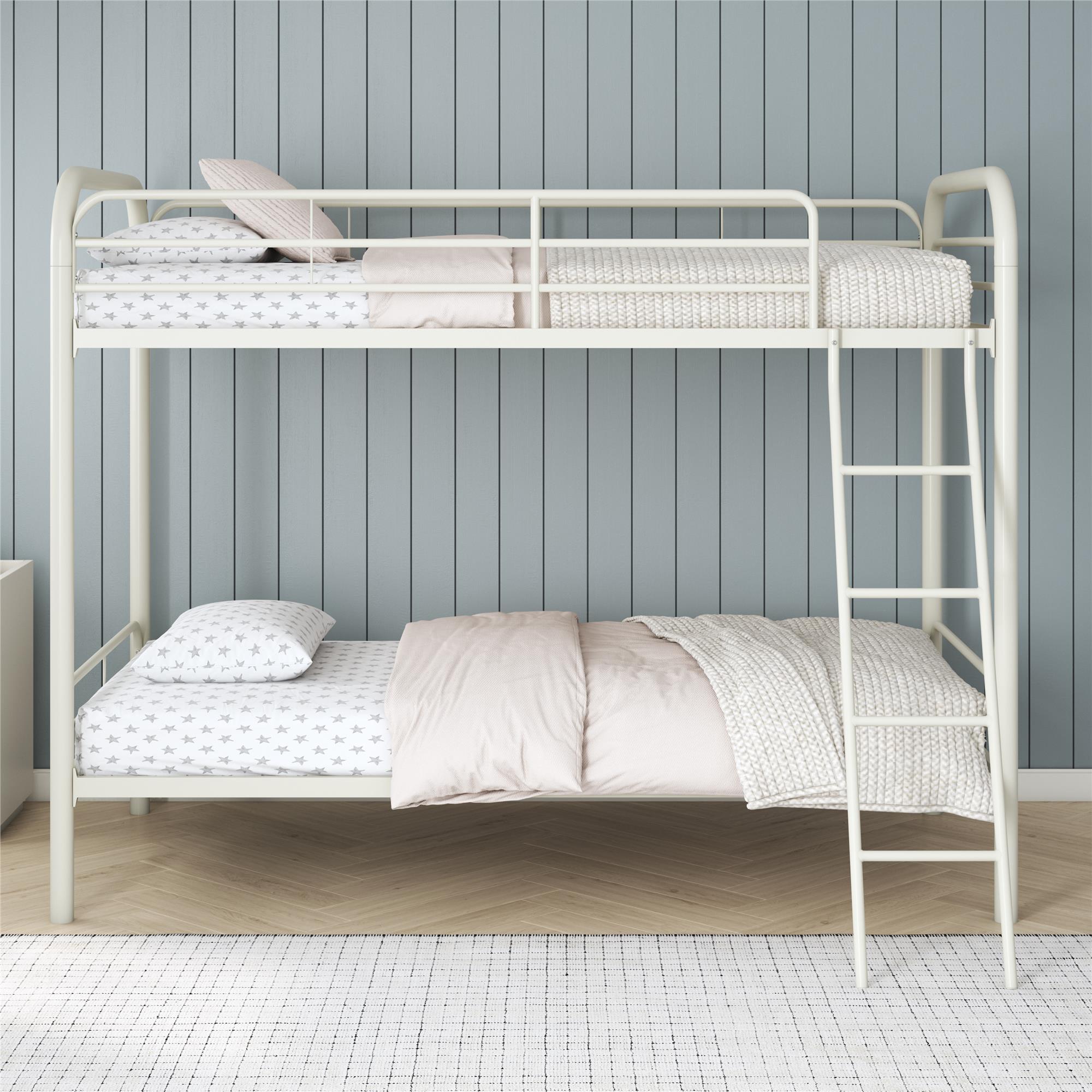 DHP Dusty Twin over Twin Metal Bunk Bed with Secured Ladder, Off White - image 1 of 9