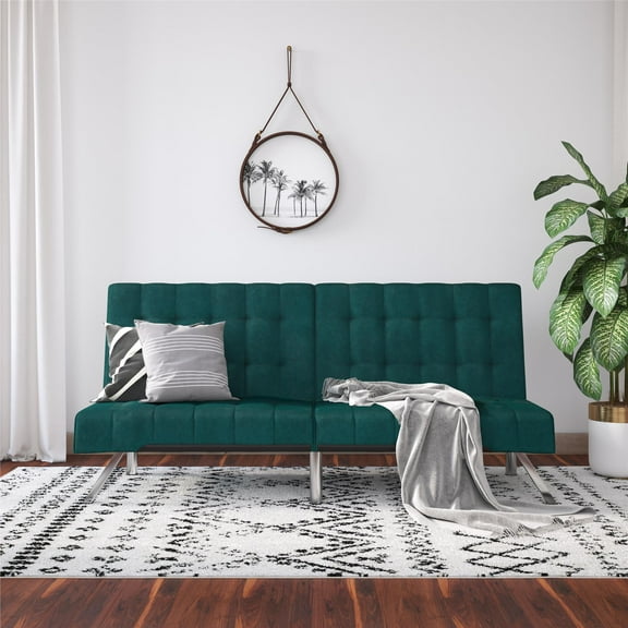 DHP Emily Convertible Futon, Green Velvet