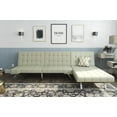 thumbnail image 1 of DHP Emily Sectional Futon Sofa Bed with Convertible Chaise Lounger, Modern Design with Sturdy Chrome Legs, Vanilla Faux Leather, 1 of 10