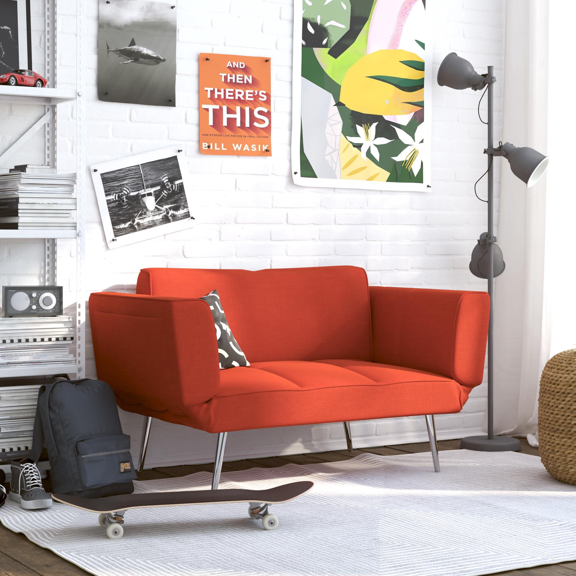 DHP Euro Upholstered Futon - Modern Design - Walmart.com