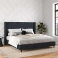 thumbnail image 1 of DHP Eveline Upholstered Platform Bed Frame with High Wingback Headboard, King, Textured Dark Blue Canvas, 1 of 20