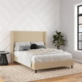 thumbnail image 1 of DHP Eveline Upholstered Platform Bed Frame with High Wingback Headboard, Queen, Textured Beige Canvas, 1 of 20