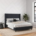 thumbnail image 1 of DHP Eveline Upholstered Platform Bed Frame with High Wingback Headboard, Queen, Textured Dark Blue Canvas, 1 of 20