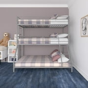 DHP Everleigh Kids' Triple Bunk Bed, Twin Over Twin Over Full, Silver