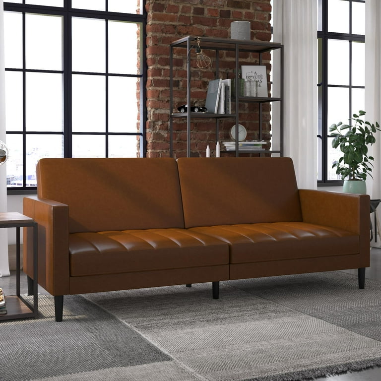 Free Shipping DHP Farnsworth Futon Camel Faux Leather Walmart