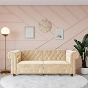 EMBER INTERIORS DHP Felix Chesterfield Coil Sofa Futon, Ivory Velvet