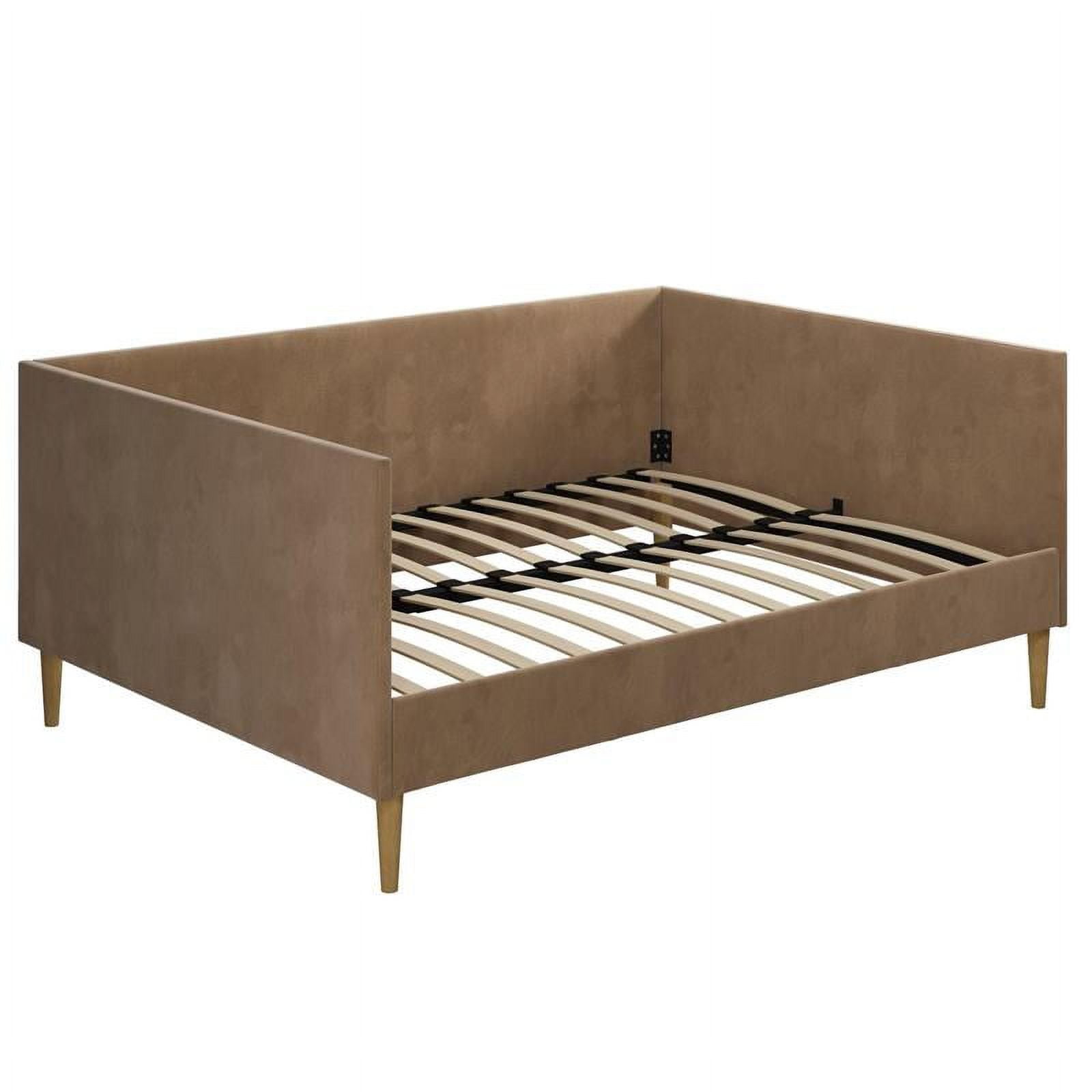 DHP Franklin Mid Century Upholstered Daybed Full Size In Tan Velvet ...