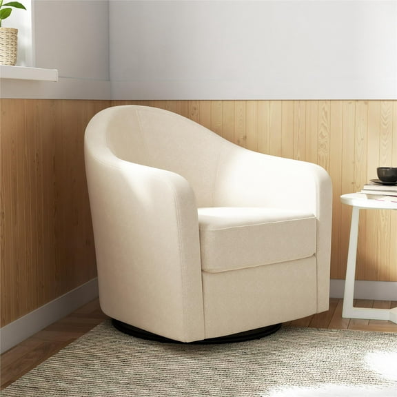 DHP Gentle Swivel Curved Accent Chair, Ivory Boucle