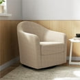 thumbnail image 1 of DHP Gentle Swivel Curved Accent Chair, Taupe Boucle, 1 of 14