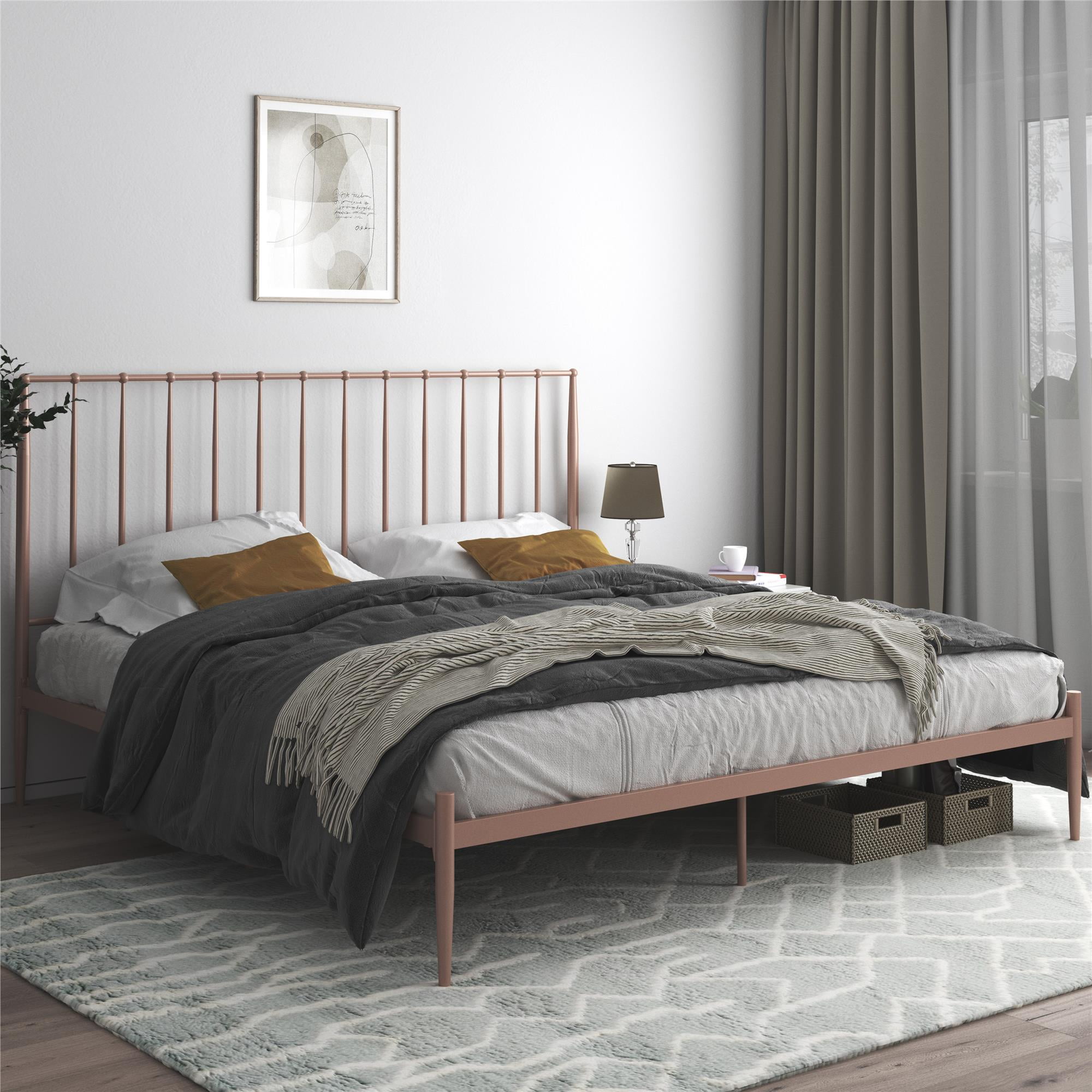 DHP Gisel Modern Metal Platform Bed with Headboard and Underbed