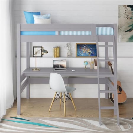 DHP Harlan Loft Bed with Desk Gray
