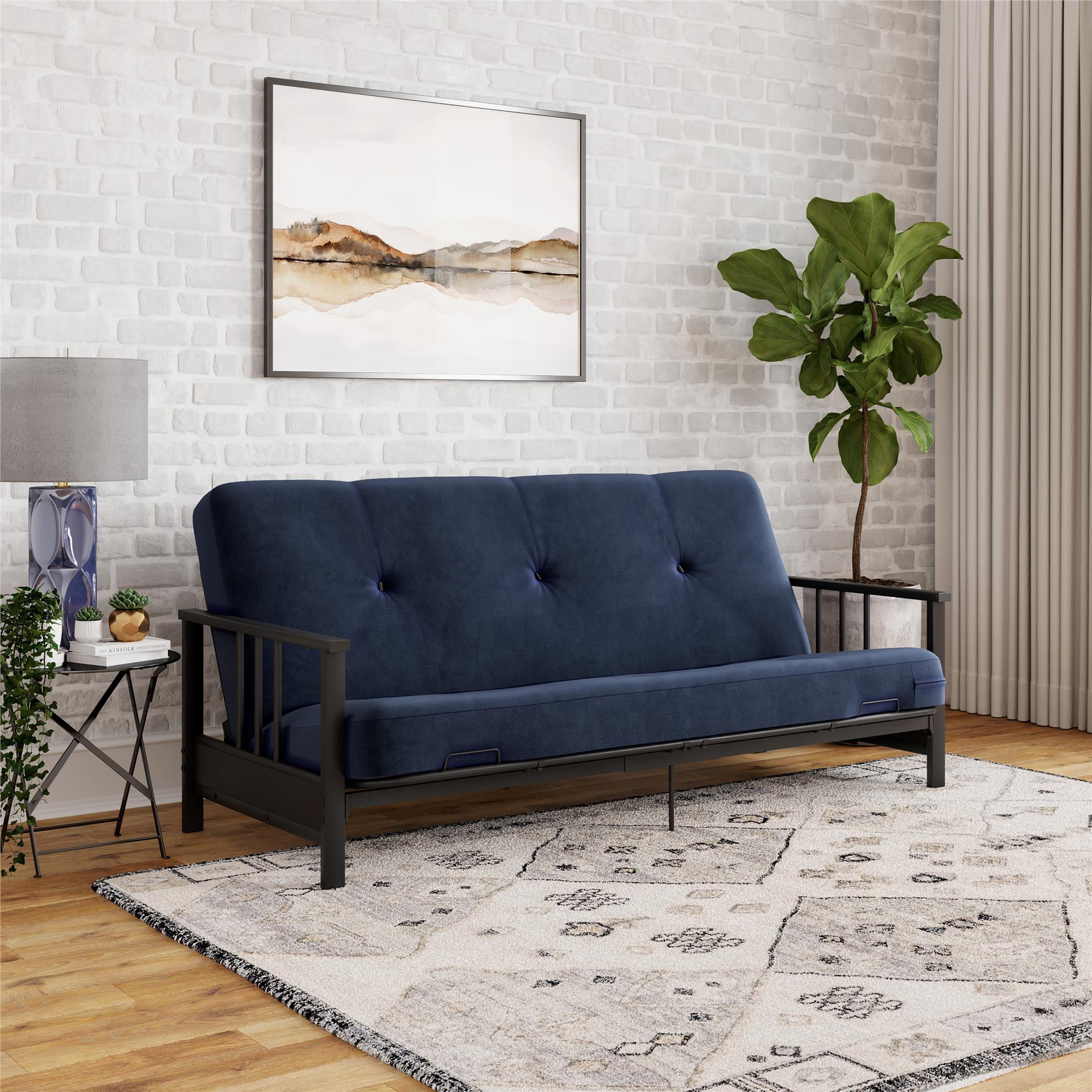 DHP Harlow Full Metal Arm Futon with 6Inch Thermobonded High Density