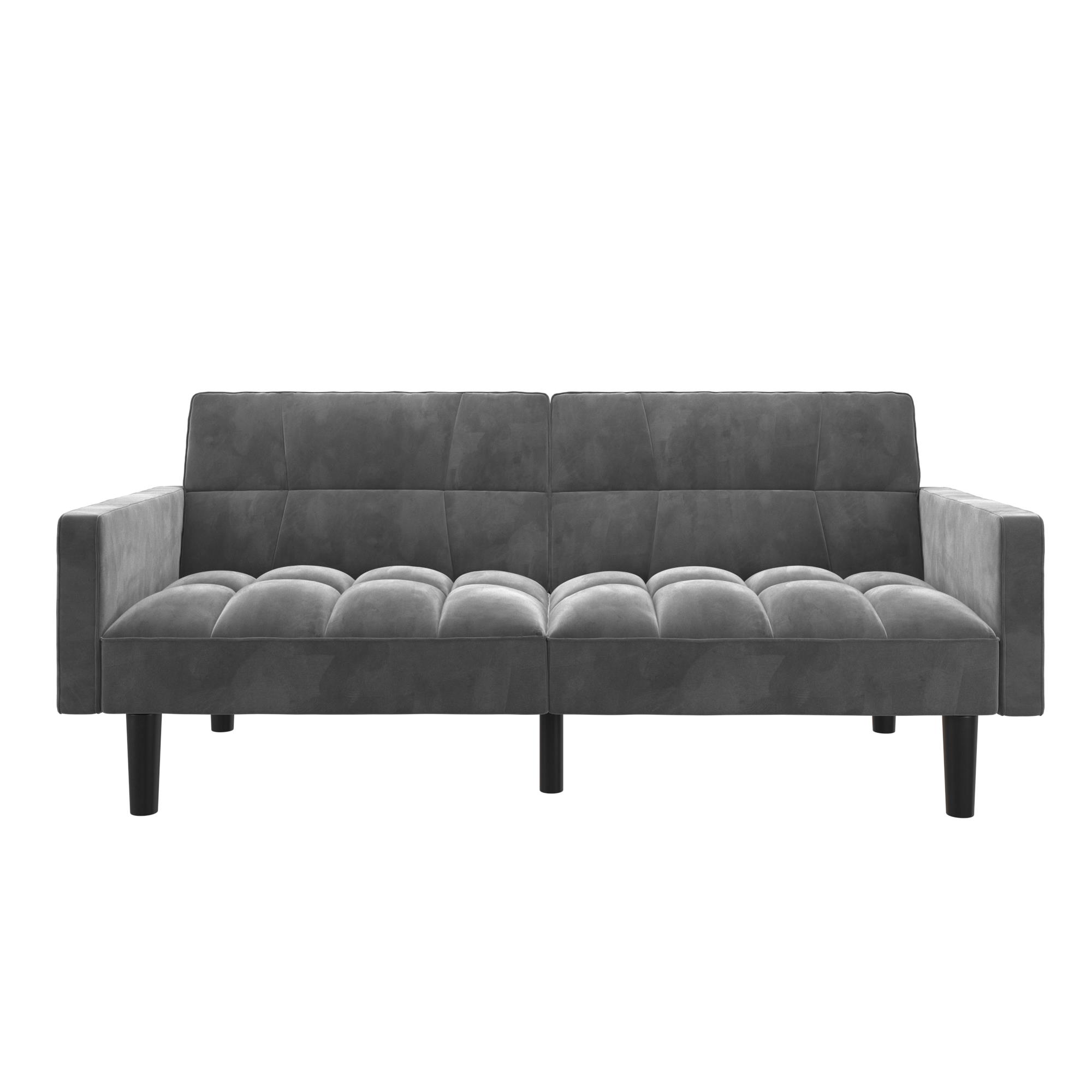DHP, Harper Convertible Sofa Sleeper Futon with Arms, Grey Microfiber - image 1 of 15