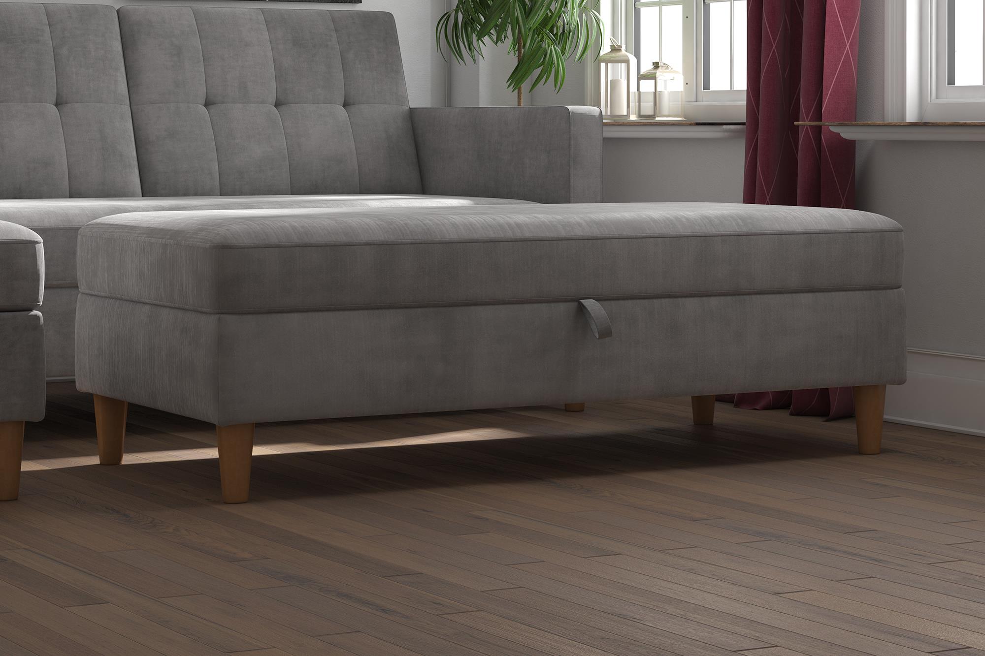 DHP Hartford Storage Ottoman, Light Gray Chenille