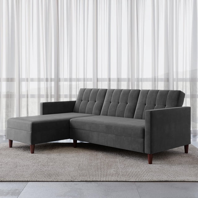 Futon With Storage DHP Hartford Storage Reversible Sectional Futon with Chaise, Gray ...